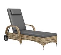 Outsunny Transat Bain de Soleil Grand Confort Matelas Têtière Jaune | Inclinaison Réglable Multipositions, Accoudoirs, Roulettes, Résine Tressée