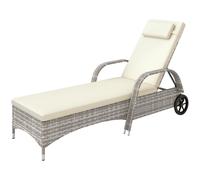 Outsunny Transat bain de soleil matelas inclinaison réglable multipositions accoudoirs roulettes 200 x 73 x 30-103 cm gris clair