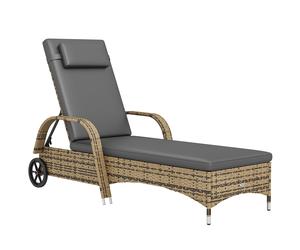 Outsunny Transat bain de soleil matelas inclinaison réglable multipositions accoudoirs roulettes 200 x 73 x 30-103 cm jaune