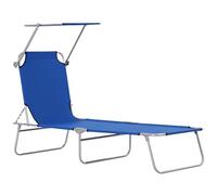 Outsunny Transat Bain de Soleil Pliable 187 x 58 x 36 cm Bleu