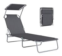 Outsunny Transat Bain de Soleil Pliable 187 x 58 x 36 cm Gris