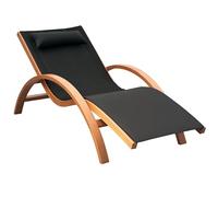 Outsunny Transat Chaise Longue Design Style Tropical Bois Massif Naturel Coloris Noir