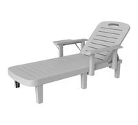 Outsunny Transat de Jardin Réglable avec Tablette et Accoudoirs, en Polypropylène, 79x158x88 cm, Gris clair