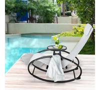 Outsunny Transat de Jardin Zéro Gravité, Sedia a Dondolo da Giardino Zero Gravity, Transat de Jardin Ergonomique avec Coussin et Tissu Respirant pour Intérieur et Extérieur, 105x62x88 cm, Gris