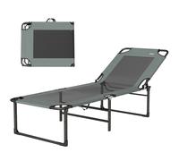 Outsunny Transat d'extérieur inclinable 4 positions, chaise pliante avec poignée, Gris.
