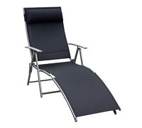 Outsunny Transat Jardrin Pliable Dossier Inclinable Multi-Positions Noir