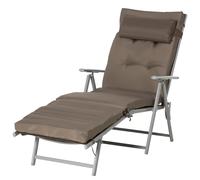 Outsunny Transat pliable de plage avec coussin de siège et coussin de tête Chaise longue avec dossier réglable en 7 positions Transat de jardin relaxant jusqu'à 165 kg, pour jardin vacances extérieur,