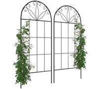 Outsunny Treillis de Jardin Lot de 2 Support pour Plantes grimpantes en métal - 51 x 120 cm Noir