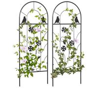 Outsunny Treillis de Jardin Support pour Plantes Grimpantes 38 x 98 cm Noir | Lot de 2, en Métal