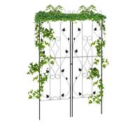 Outsunny Treillis en acier Set de 2 à enfoncer antirouille support avec feuilles 50 x 181 cm Noir