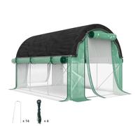 Outsunny Tunnel de Jardin Serre 3x2x2 m avec Filet d'ombrage, Serre de Jardin 6 fenêtres, 2 Portes et parois latérales roulantes, Structure en Acier et Couverture en PE, pour légumes Fleurs, Vert