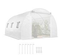 Outsunny Tunnel de Jardin Serre 4x3x2 m avec 2 Supports Amovibles, Portes enroulables et fenêtres en Grillage, Structure en Acier galvanisé et Couverture en PE, pour Potager et Fleurs, Blanc