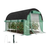 Outsunny Tunnel de Serre 6,6' x 10' x 6,5' avec Filet d'ombrage Vert | Serre végétale, parois latérales en maille enroulable, 2 portes, 6 fenêtres, couverture PE, cadre en acier galvanisé