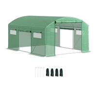 Outsunny Tunnel Serre 4x3x2 m Serre de Jardin avec 3 Portes roulantes 6 fenêtres Couverture PE 140g/m² Structure en Acier galvanisé pour la Culture de Plantes Fleurs Vertes