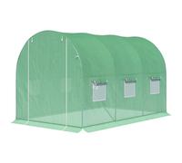 Outsunny Tunnel Serre de Jardin Surface au Sol 6 m² dim. 3 x 2 x 2 m Châssis Tubulaire renforcé Porte battante 6 fenêtres enroulables Vert