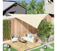 Outsunny Voile d'Ombrage Triangulaire Grande Taille 4 x 4 x 4 m Polyéthylène Haute Densité Résistant aux UV Coloris Crème|Aosom France