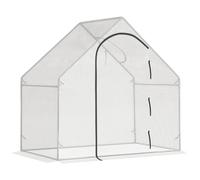 Outsunny Walk in Serre tomates Cadre Acier 180 x 100 x 168 cm Blanc | Serre mini jardin extérieur, bac à fleurs, porte et fenêtre zippées, couverture PE