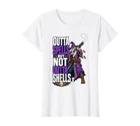 Outta Spells But Not Outta Shells Wizard Meme Citation T-Shirt Graphique avec Valeur, Femme, Blanc, M