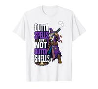 Outta Spells But Not Outta Shells Wizard Meme Citation T-Shirt Graphique avec Valeur, Homme, Blanc, L