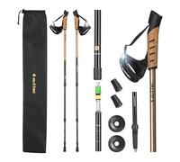 Outtec Bâtons de randonnée en Carbone Ultra légers, réglables Bâtons de Marche Nordique 70-135 cm avec Bouchon en Caoutchouc, Bâton de Trekking avec Tampon en Caoutchouc pour Homme et Femme, Doré