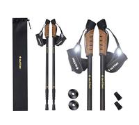 Outtec Bâtons de randonnée en Carbone Ultra légers, réglables Bâtons de Marche Nordique 70-135 cm avec Bouchon en Caoutchouc, Bâton de Trekking avec Tampon en Caoutchouc pour Homme et Femme, Noir