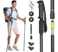 Outtec Bâtons de Randonnée Nordique 2 PCS, Bâton de Marche Télescopiques Antichoc Réglables 65-135 cm, Antidérapant Walking Poles pour Femmes Hommes, Bâtons Trekking Ultraléger, Noir-Argent