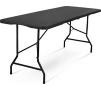 Outtec Table a Manger Pliante Interieur et Exterieur 180x70 cm, Table Camping et Jardin pour Pique Nique, Table Pliante Rectangulaire, pour Banquet et Restauration, avec Poignée de Transport, Noir