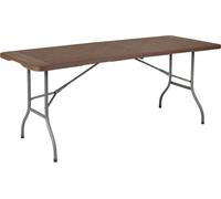Outtec Table a Manger Pliante Interieur et Exterieur 180x70 cm, Table Camping et Jardin pour Pique Nique, Table Pliante Rectangulaire, pour Banquet et Restauration, avec Poignée de Transport, Bois