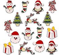 Outus 16 Pièces Broches Épingles de Noël Broches de Nouveauté Cartoon pour Vêtements Sacs Vestes Accessoires de Bricolage de Bijoux