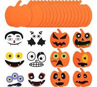 Outus 16 Pièces Ensemble de Citrouille en Mousse Halloween et 16 Pièces Autocollant de Citrouille Stickers Artisanaux pour Halloween Enfants Décorations de Fête Artisanale