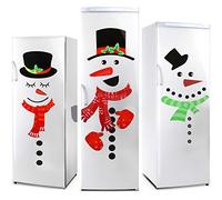 Outus Ensemble d'Autocollants de Noël pour Réfrigérateur - Décoration Mignonne de Bonhomme de Neige pour Porte et Mur - 2 Feuilles - Fournitures de Fête