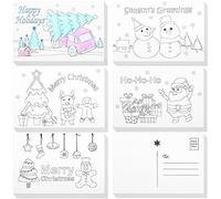 Outus Lot de 100 cartes postales de Noël à colorier - Cartes de vœux de Noël à colorier pour enfants, étudiants, cadeaux de Noël, 5 motifs, 10,2 x 15,2 cm