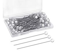Outus Lot de 100 épingles à boutonnière en Fausses Perles Blanches | Pour Bouquet de Mariage, Décorations de Mariage, Couture, Loisirs Créatifs, 100 Pièces avec 1 Boîte