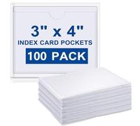 Outus Lot de 100 pochettes autocollantes pour cartes d'index avec ouverture sur le dessus pour le chargement, idéal pour organiser et protéger vos fiches d'index en plastique transparent (8,9 x 11,1