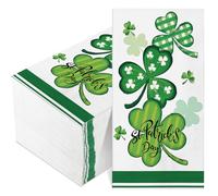 Outus Lot de 100 serviettes en papier pour la Saint-Patrick - Motif trèfle porte-bonheur - Pour invités - Pour événements irlandais, rendez-vous, dîners et célébrations - 10 x 20 cm - Pliées