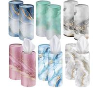 Outus Lot de 12 boîtes à mouchoirs de voiture avec motif marbre - Pour serviettes de voiture, porte-gobelet de voyage