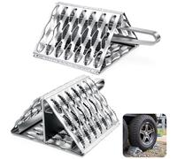 Outus Lot de 2 cales de roue dentelées en acier galvanisé robuste avec poignée intégrée, poignée industrielle antidérapante pour remorque, tout-terrain, camping-car, camion, camping-car, camping-car