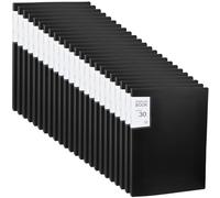 Outus Lot de 24 chemises à 30 pochettes avec pochettes en plastique transparent et protège-feuilles pour œuvres d'art A4, projets artistiques, couverture flexible (noir, 24 pièces)