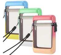 Outus Lot de 3 étuis étanches pour cartes d'identité avec casier flottant avec anneau de suspension et corde (bleu, rose, vert, 11 x 6,8 x 3 cm, rainuré)