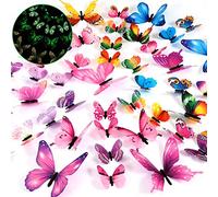 Outus Lot de 48 papillons lumineux 3D phosphorescents amovibles pour décoration murale de plafond pour chambre d'enfant, salon, chambre à coucher, décoration d'intérieur