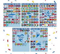 Outus Lot de 5 affiches de drapeaux du monde - Drapeaux du monde - Pour salle de classe - Drapeau de pays - Affiche éducative pour bureau, école, salle de classe - Décoration murale