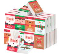 Outus Lot de 50 petits mouchoirs de poche de Noël, 3 plis, taille voyage, 400 feuilles individuelles en vrac pour cadeaux de Noël