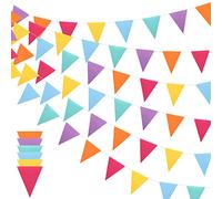 Outus Lot de 6 fanions arc-en-ciel multicolores en feutre pour décoration de fête d'anniversaire, festival (couleurs vives)