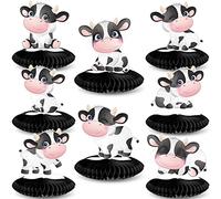 Outus Lot de 8 centres de table en nid d'abeille en forme de vache 3D pour tables d'animaux de la ferme - Fournitures de fête pour anniversaire sur le thème occidental