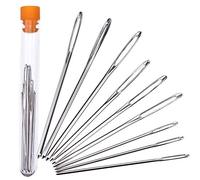 Outus Lot de 9 aiguilles à gros chas et pointe émoussée, aiguilles en acier pour fil à tricoter, aiguilles de couture (argent)