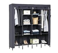 Outvita Armoire de Rangement Penderie Tissu Armoire Chambre Portable pour Chambre D'adulte avec Housse 12 Couches - 169,5x44x181,5cm, Gris…