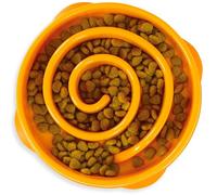 Outward Hound Fun Feeder Slo-Bowl - Gamelle d'alimentation Lente Anti-glouton pour Chien - Taille M/Mini - Orange