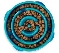 Outward Hound Fun Feeder Slo-Bowl - Gamelle d'alimentation Lente Anti-glouton pour Chien - Taille M/Mini - Turquoise