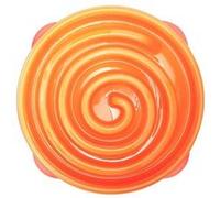 Outward Hound Fun Feeder Slo-Bowl - Gamelle d'alimentation lente anti-glouton pour chien - taille L/normal - orange