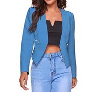 Outwear Blouson pour femme - Veste d'été légère - Courte - Couleur unie - Manches longues - Veste d'aviateur - Veste d'été pour femme - Veste de randonnée, bleu, M